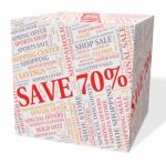 Seventy Percent Off Indicating Words Promo And Savings Stock Photo