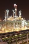 Chemical Plant In Night Time Stock Photo