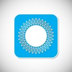 Sun Icon. Blue Square Frame.  Illustration Stock Photo