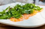 Fresh Salmon Carpaccio Stock Photo