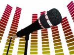 Graphic Equalizer And Mic Shows Rock Music Soundtrack Or Concert Stock Photo