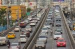 Bangkok, Thailand - June 31, 2016: Traffic Reaches Gridlock On A Stock Photo