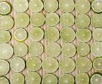 Round Slices Of Lime Fruit Stock Photo