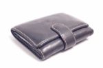 Black Wallet On White Background Stock Photo