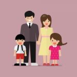 Cartoon Family Flat Style Stock Photo