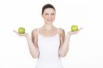 Woman Holding Apples Stock Photo