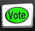 Vote Button Shows Options Voting Or Choice Stock Photo