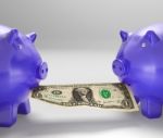 Piggybanks Eating Money Showing Financial Counselling Stock Photo