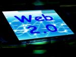 Web 2.0 On Screen Means Net Web Technology And Network Stock Photo