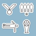 Soccer Line Icon Set Stock Photo