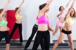 Group Of Gym People In An Aerobics Class Stock Photo