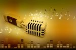 Microphone And Musical Background Stock Photo