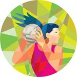 Netball Player Ball Rebound Low Polygon Stock Photo