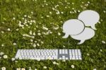 Speech Bubble And Keyboard Stock Photo