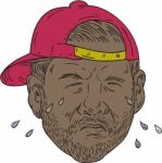 African-american Rapper Crying Drawing Stock Photo