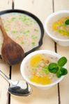 Hearty Middle Eastern Chickpea And Barley Soup Stock Photo