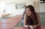 Portrait Of Thai Adult Beautiful Girl Relax And Smile Stock Photo