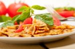 Italian Pasta Farfalle Butterfly Bow-tie And Tomato Sauce Stock Photo