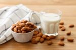 Almond Milk Organic Healthy Nut Vegan Vegetarian Drink Stock Photo