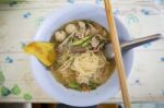 Spicy Tomyum Noodle With Pork And Liver Stock Photo