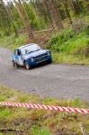 M. Sheahan Driving Ford Escort Stock Photo