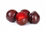 Plum Fruit Isolated On The White Background Stock Photo