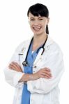 Portrait Of Confident Female Surgeon Stock Photo