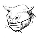 Illustration Of Cat With Mask Hand Drawn Stock Photo