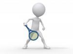 3d Man Playing Tennis Stock Photo