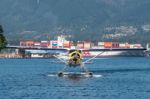 Seaplane Taxiing In Vancouver Stock Photo