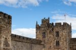 View Of The Castle In Alnwick Stock Photo