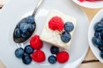 Fresh Raspberry And Blueberry Cake Stock Photo