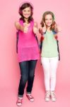 Teen Girls Showing Thumbs Up Stock Photo