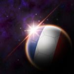 France Flag On 3d Football With Rising Sun Stock Photo