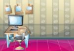 Cartoon  Illustration Interior Office Room Stock Photo