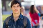 Young Student Boy Looking At The Camera Stock Photo