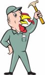 Turkey Builder Hammer Standing Cartoon Stock Photo