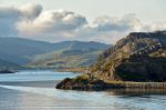 Norway Road On Coastline Of A Fjord. Nordic Sunny Summer Day Stock Photo