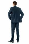 Thoughtful Businessman, Rear View Image Stock Photo