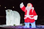 Santa Claus And The Bear Stock Photo