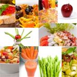 Healthy Vegetarian Vegan Food Collage Stock Photo