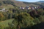 Mountain Panorama, Landscape And Buildings   Stock Photo