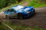 M. Cairns Driving Subaru Impreza Stock Photo