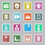 Camera And Accessory Icon Sticker Set  Illustration Stock Photo