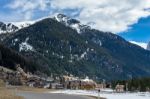 View Of Canazei In The Dolomites Stock Photo