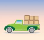 Old Pick Up Truck With Wood Cargo Box Stock Photo