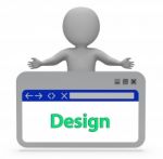 Design Webpage Means Designer Designing 3d Rendering Stock Photo