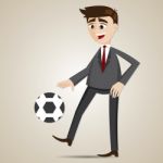 Cartoon Businessman Bouncing Ball Stock Photo