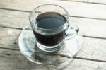 Espresso Coffee In Glass Cup Still Life Vintage Tone Stock Photo