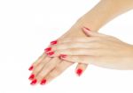 Women Hands With Nail Manicure Stock Photo